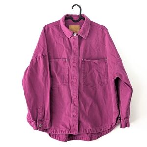 ONLY Womens Vintage-Inspired Oversized Shirt Jacket – Deep Magenta ~ Size Medium
